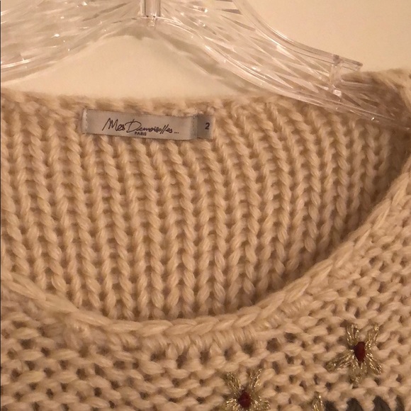 NWOT ANTHROPOLOGIE Mes Demoiselle Embroidered Hand-knit Floral Motif Sweater - Picture 6 of 8